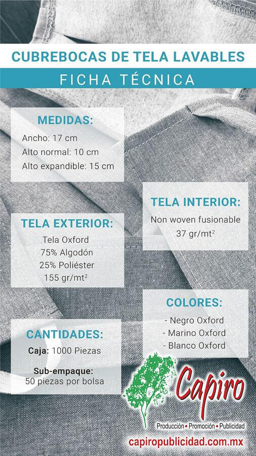 Venta de cubrebocas de tela lavables 2